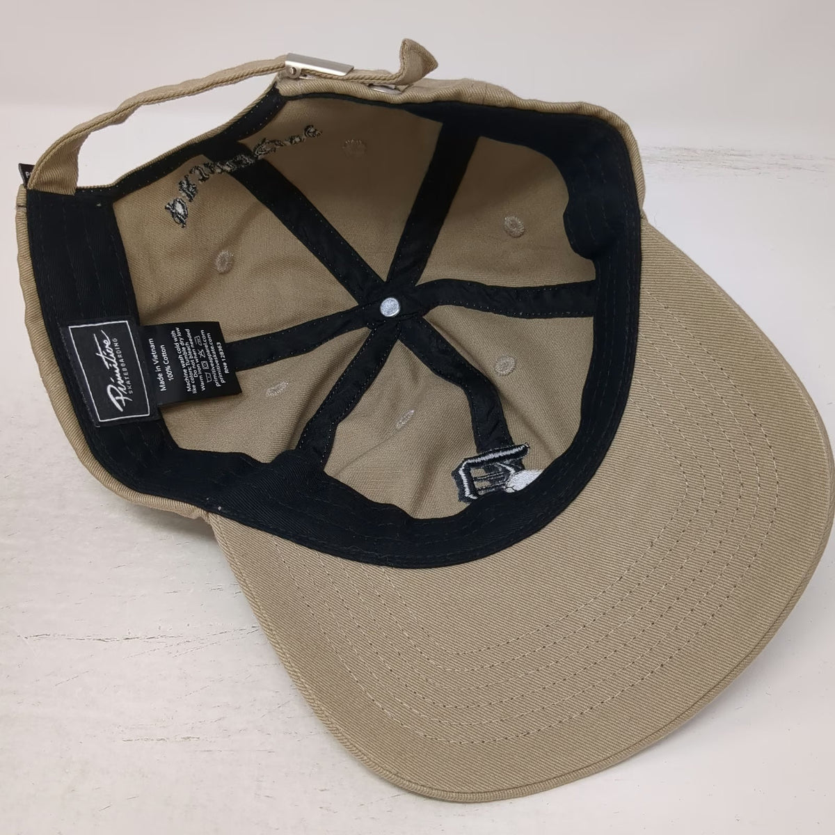 Primitive Baseball Cap Beige One Size Skull Rose Embroidery Skateboarding Hat