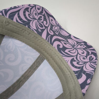 Happy Wahine Trucker Hat Purple Gray One Size Floral Hibiscus Pattern Snapback