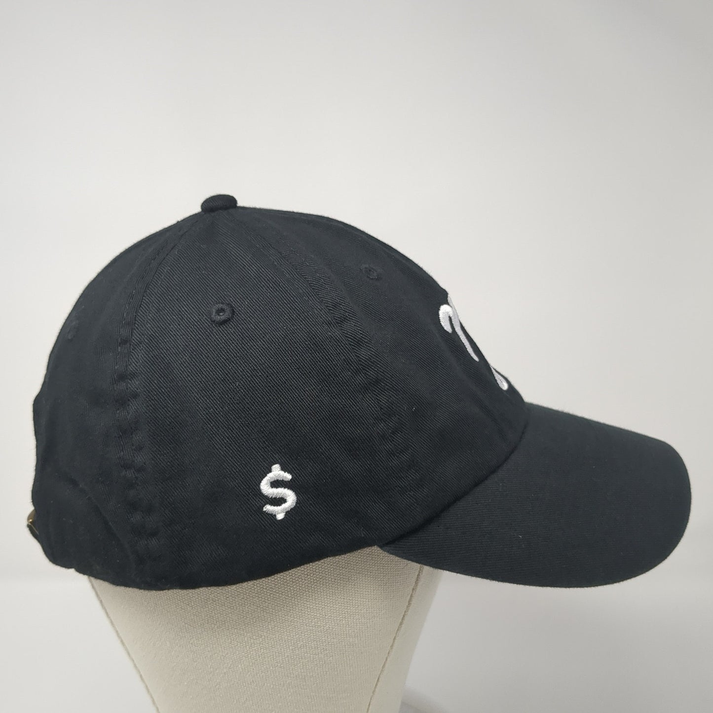 NY Slideback Hat Black One Size Adjustable Embroidered Solid 6 Panel