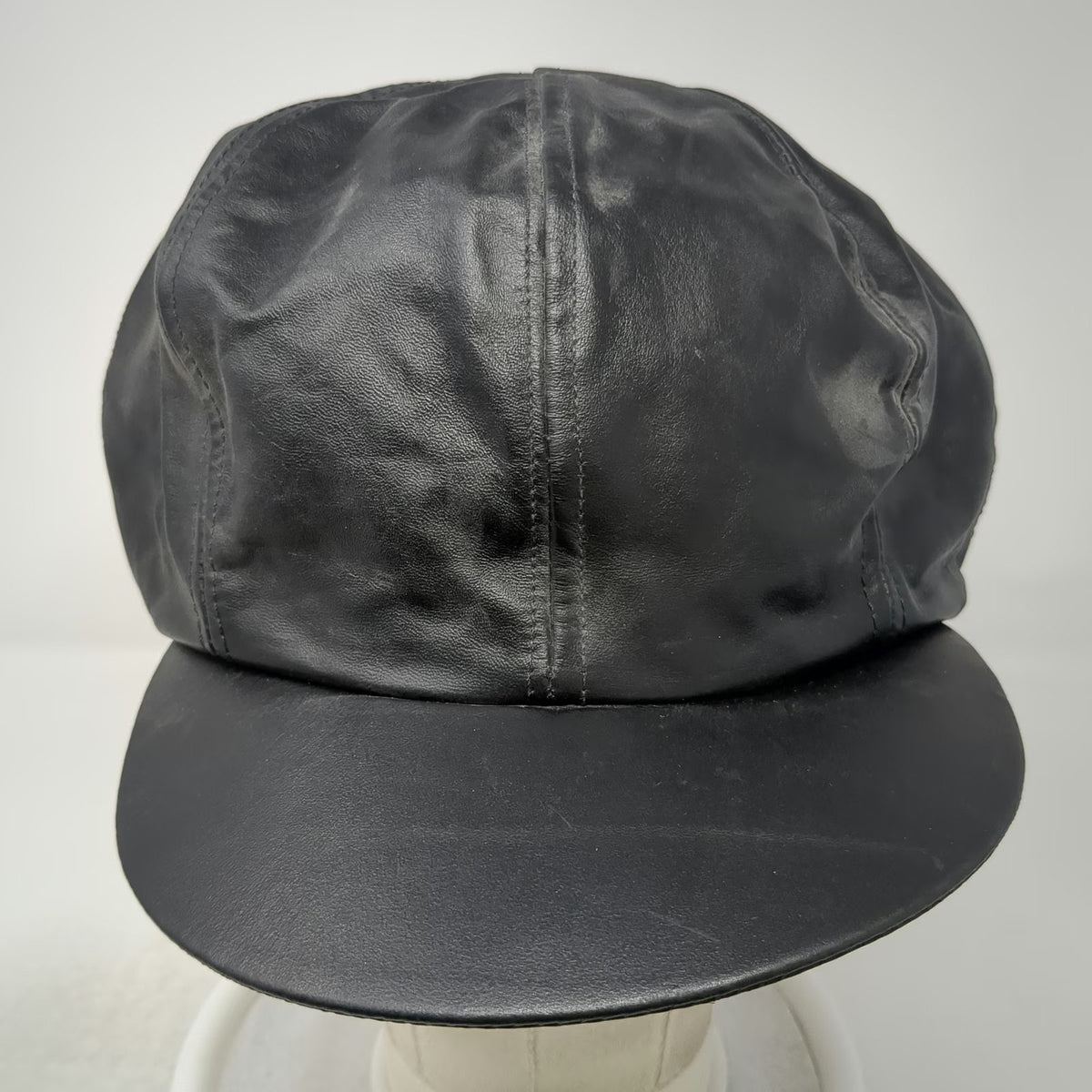 A-1 Headwear Baseball Cap Black Genuine Leather Made in USA Hat Vintage