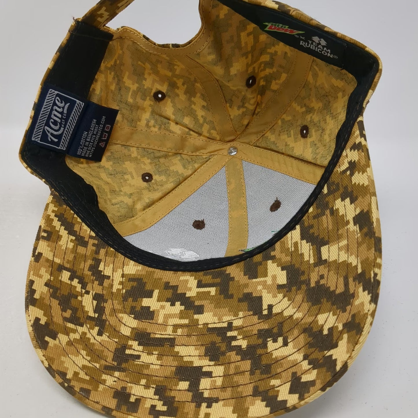 Acme Hat Co Mtn Dew Team Rubicon Camo Baseball Cap One Size Slideback Cotton Hat