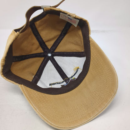 P-Tag Baseball Cap Hat Beige American Flag Patch USA Made Slideback Vintage