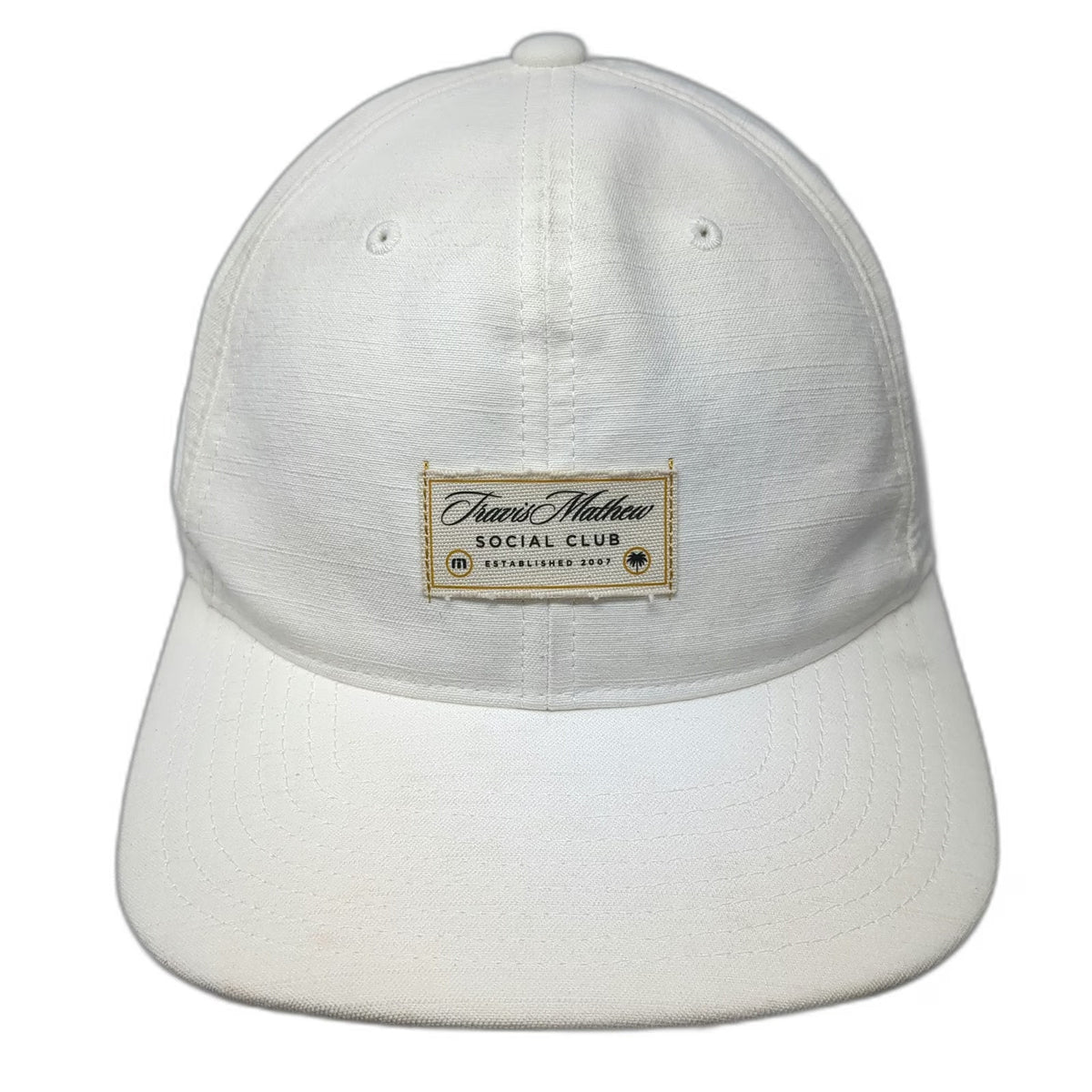 TravisMathew Social Club Hat White Snapback One Size Palm Tree Patch Logo Golf