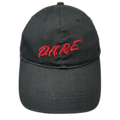 DARE Baseball Cap Black One Size Strapback Embroidered Red Logo Cotton Hat
