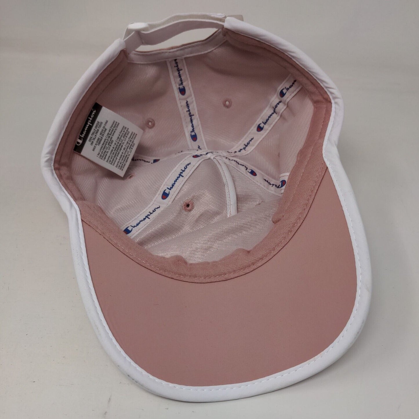 Champion Strapback Hat Pink OSFA Adjustable Vented Holes 6 Panel Polyester