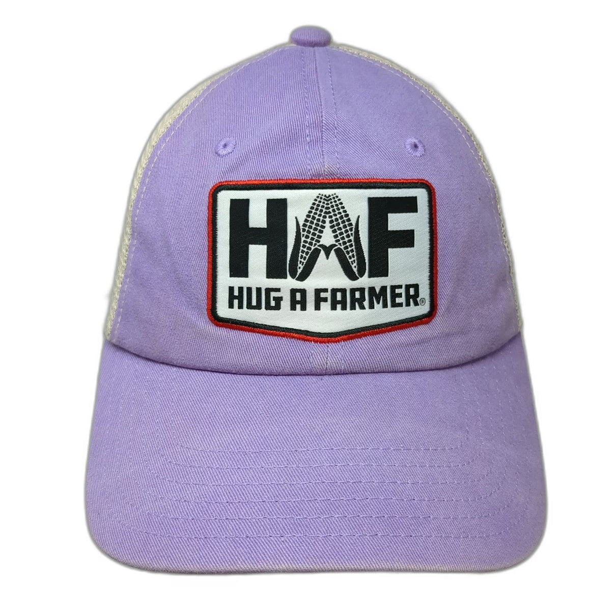 HAF Hug A Farmer Trucker Hat Purple One Size Mesh Snapback Corn Agriculture