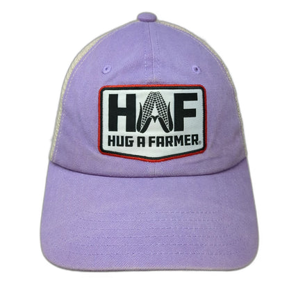 HAF Hug A Farmer Trucker Hat Purple One Size Mesh Snapback Corn Agriculture