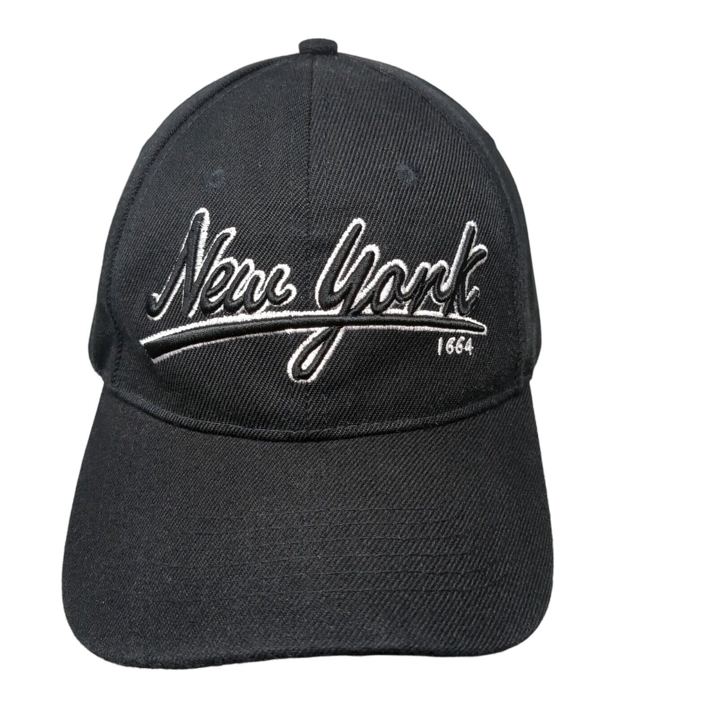New York 1664 Strapback Hat Black OSFA Solid Adjustable Embroidered
