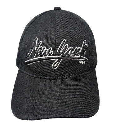 New York 1664 Strapback Hat Black OSFA Solid Adjustable Embroidered
