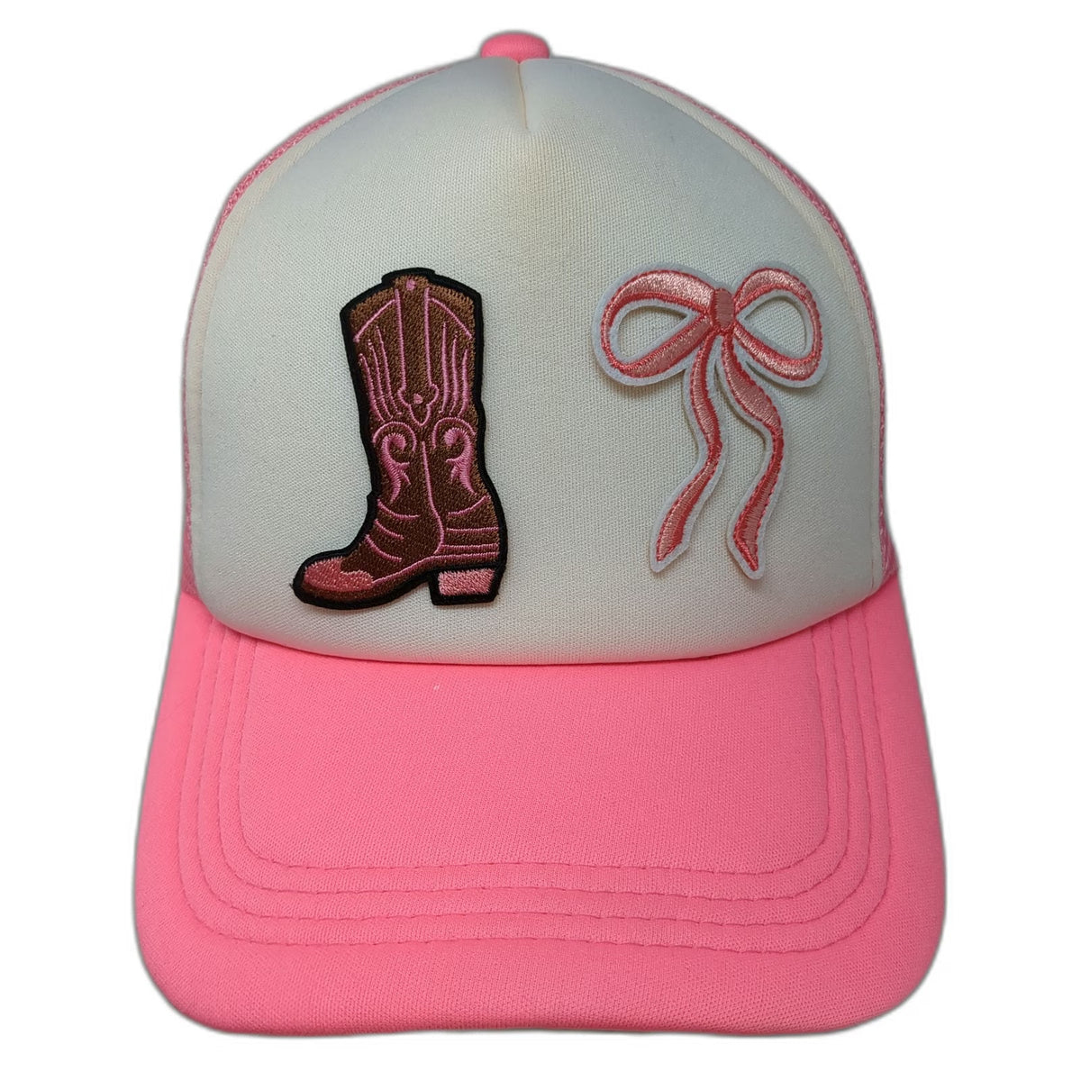 Hobby Lobby Trucker Hat Pink One Size Cowboy Boot Bow Patch Mesh Snapback