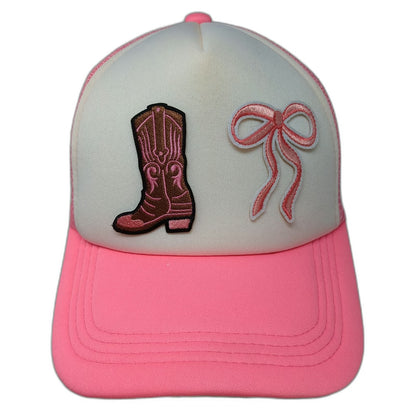 Hobby Lobby Trucker Hat Pink One Size Cowboy Boot Bow Patch Mesh Snapback