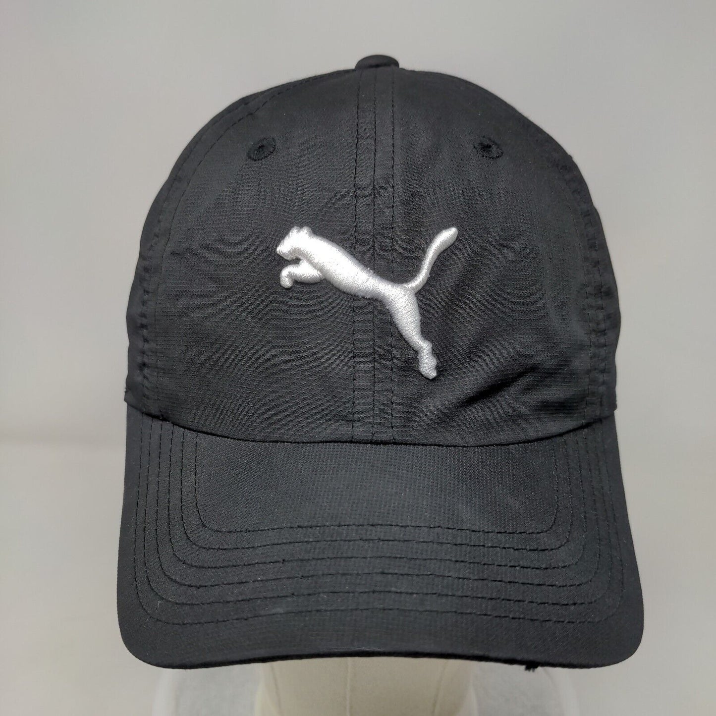 PUMA Strapback Hat Black One Size Embroidered Logo Adjustable Vent Holes