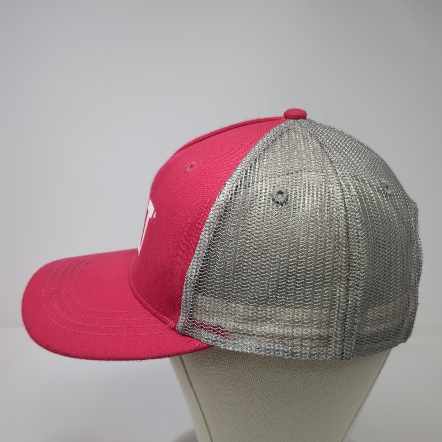 Cat Trucker Hat Pink One Size Mesh Snapback Gray White Logo Caterpillar Work