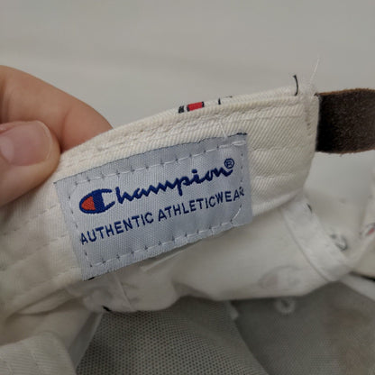 Champion Slideback Hat White OSFM Adjustable Graphic Logo Vented Holes