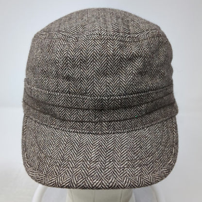 Banana Republic Army Cap Brown S/M Fitted Herringbone Wool Hat Cadet Casual