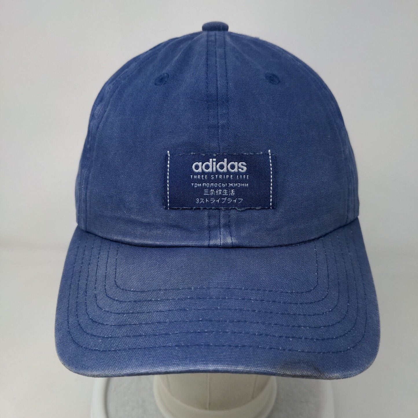 Adidas Three Stripe Life Slideback Hat Blue One Size Climalite 6 Panel