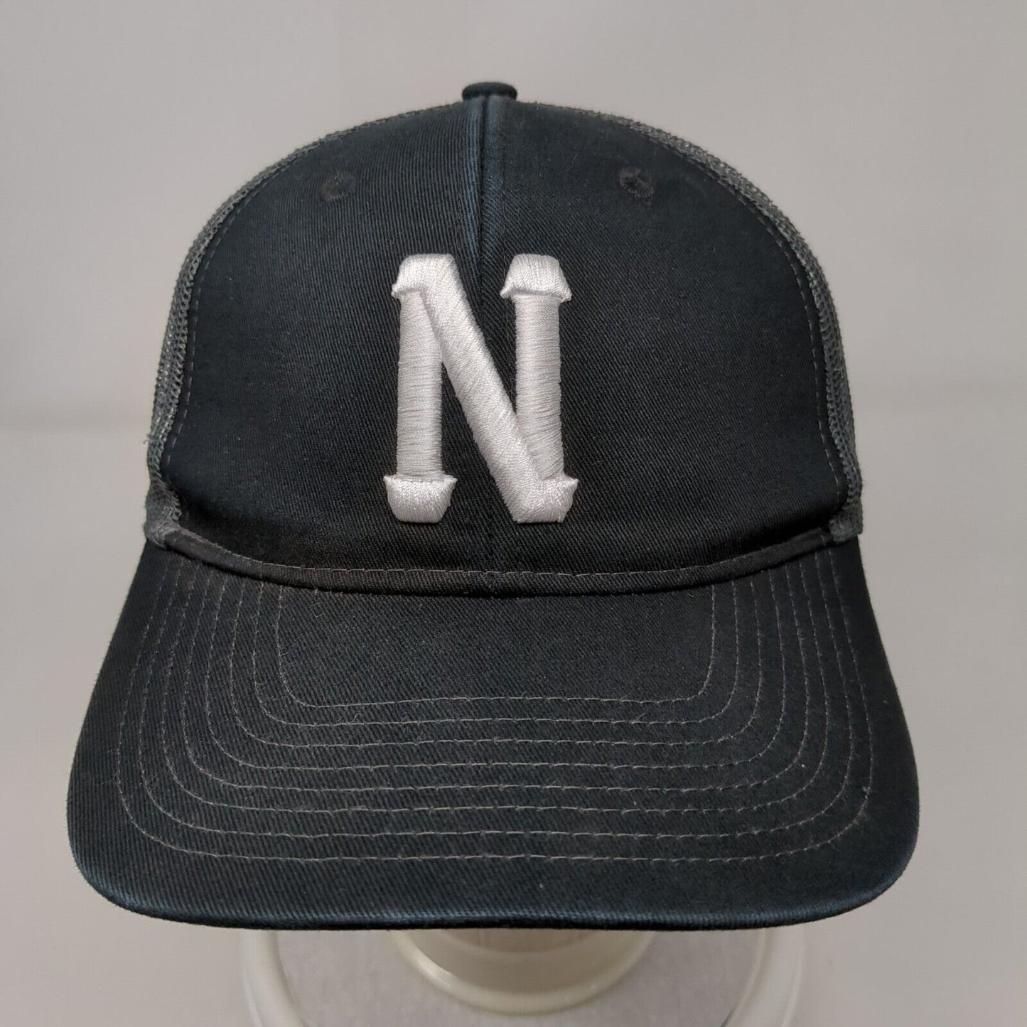 Letter N Snapback Mesh Back Trucker Hat Black OSFA Port Authority