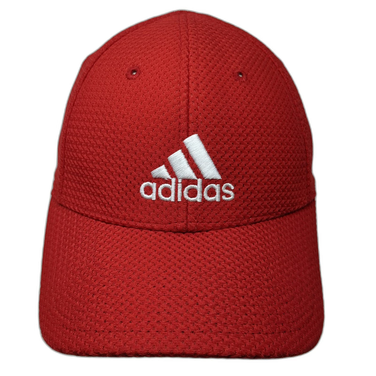 Adidas Baseball Cap Red XL Stretch Fit Curved Brim Polyester Embroidered Hat