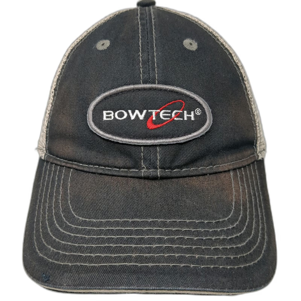 BowTech Baseball Cap Black One Size Mesh Patch Strapback Contrast Stitch Hat