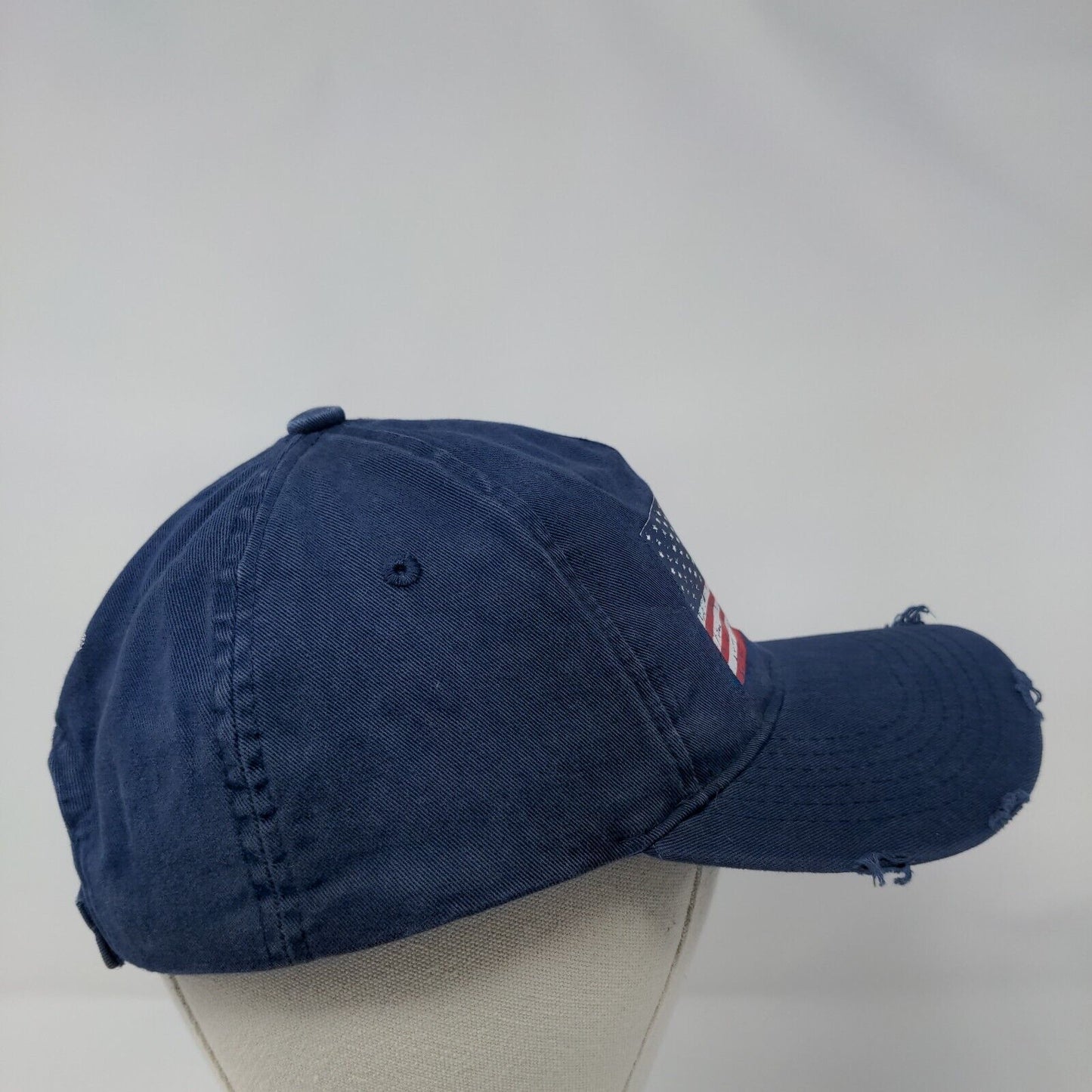 American Flag Strapback Hat Blue OSFA Adjustable Embroidered CAT