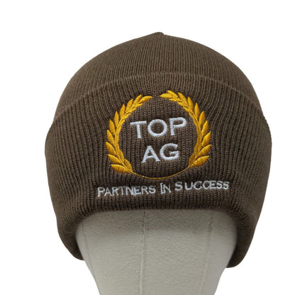 Top Agriculture Men's Knit Beanie Hat Cap Brown OSFM Embroidered Logo Acrylic