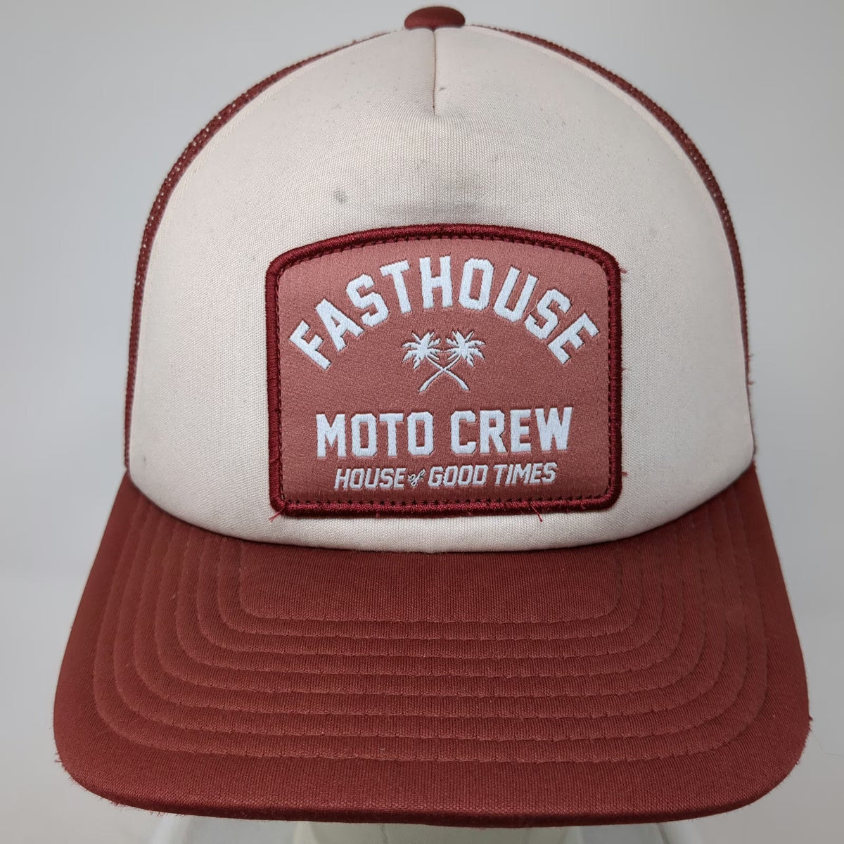 Fasthouse Trucker Hat Red One Size Moto Crew Mesh Snapback House of Good Times