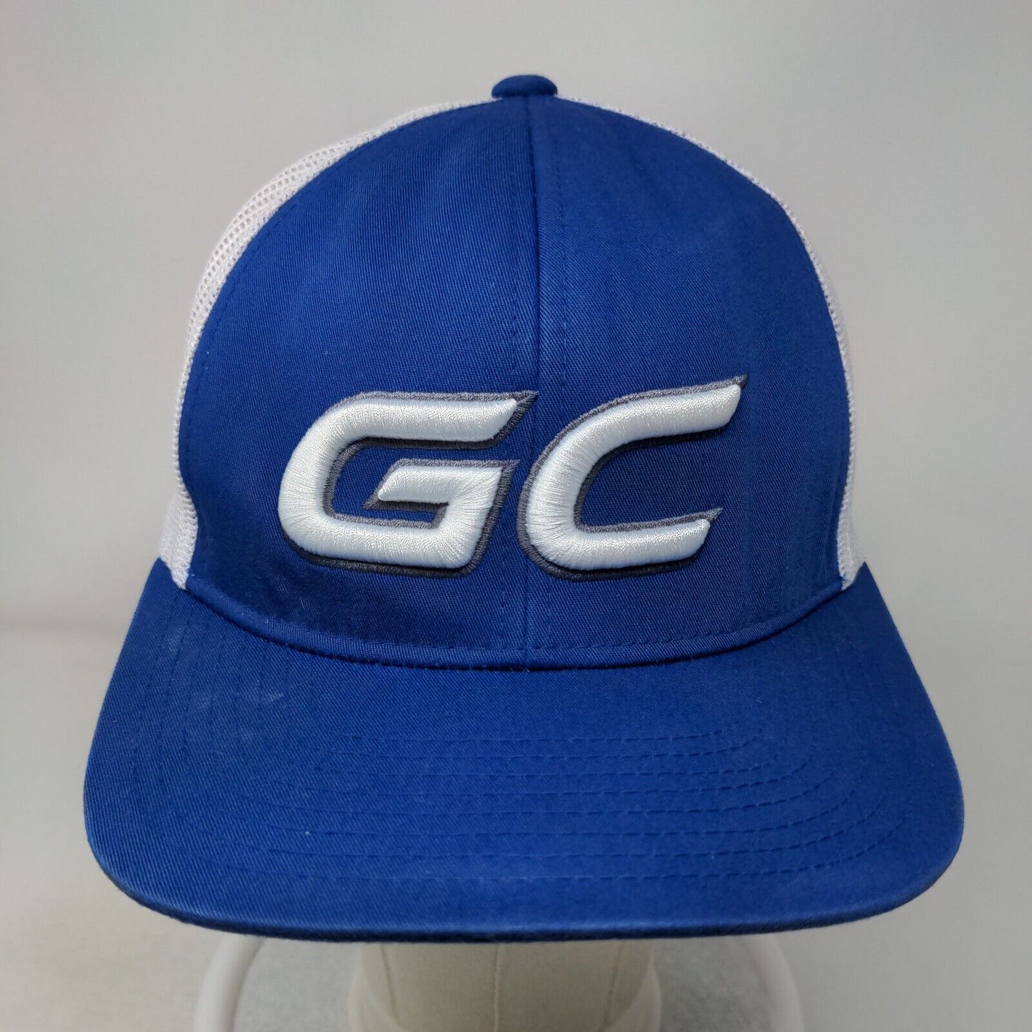 GC Snapback Mesh Back Trucker Hat Blue One Size Embroidered Colorblock