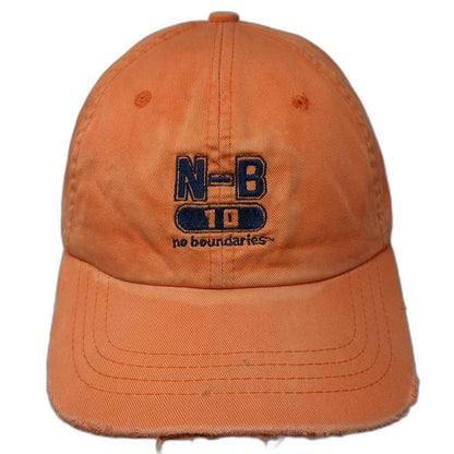 No Boundaries Baseball Cap Orange Blue One Size Distressed Slideback Logo Hat