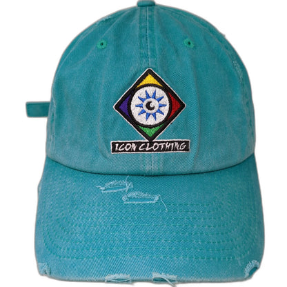 K-Bethos Icon Clothing Blue One Size Baseball Cap Frayed Patch Embroidered Hat