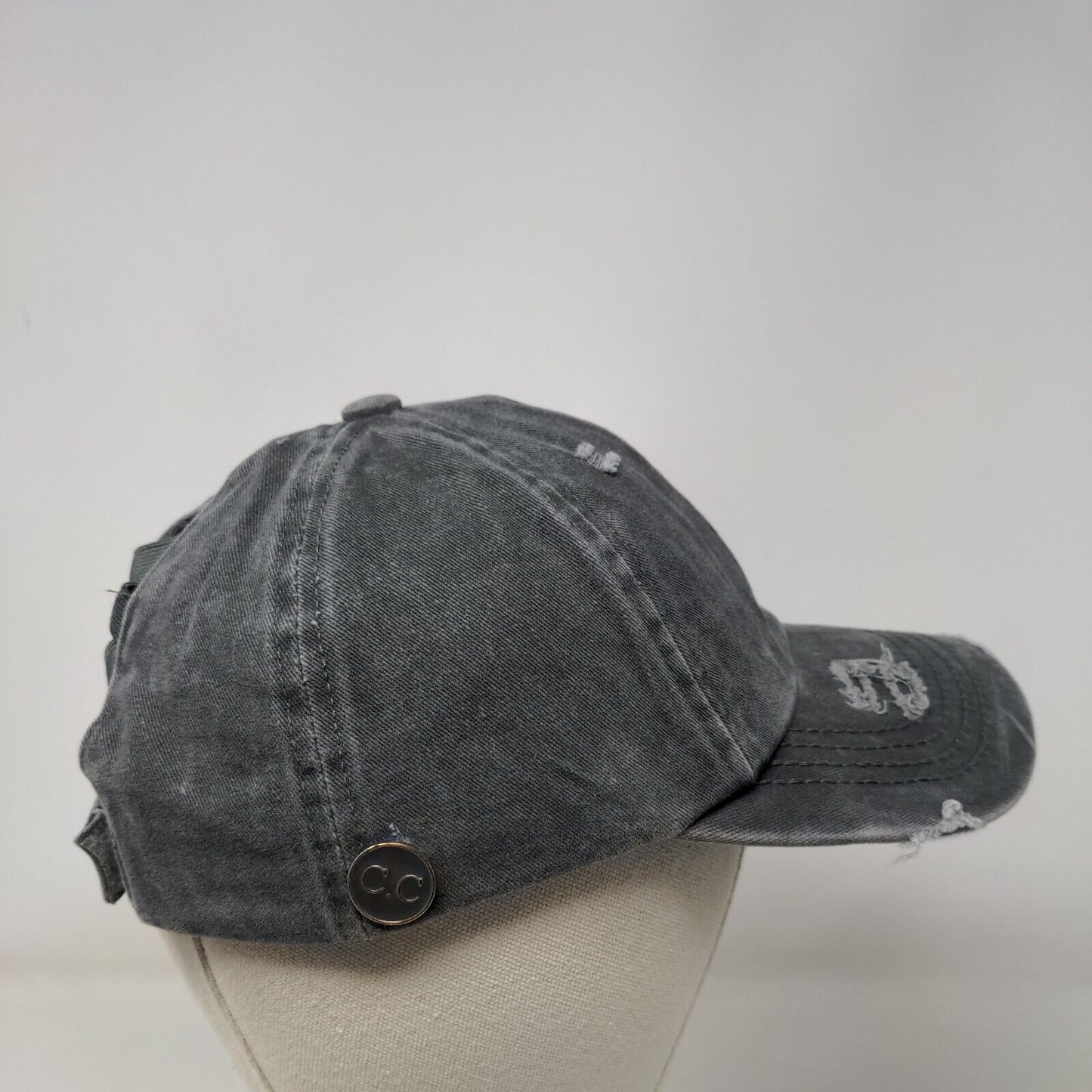 C.C Exclusives Strapback Hat Gray One Size Adjustable Ponytail Criss Cross