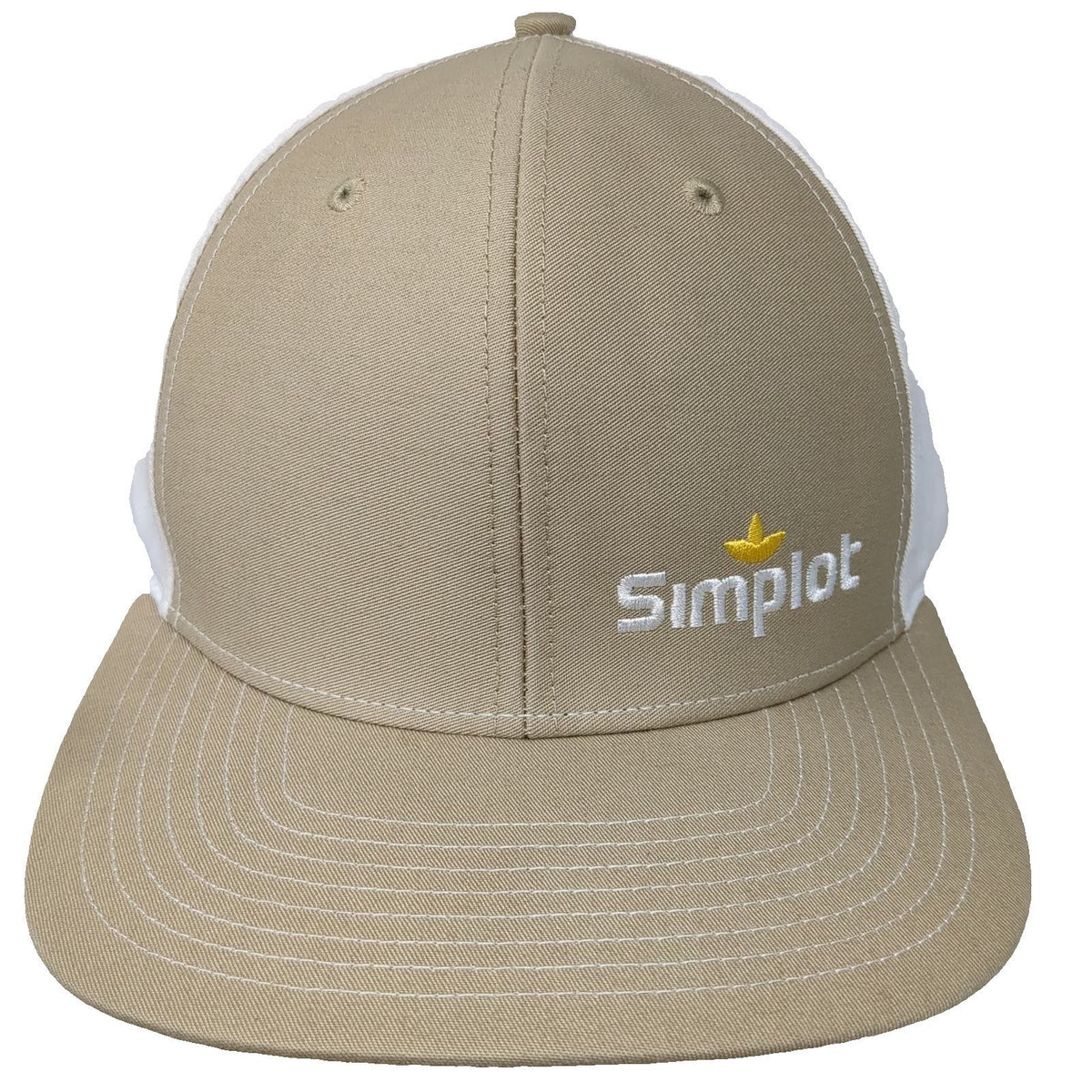 Richardson Snapback Hat Beige White OSFM Simplot TriCal Forage Logo Embroidered