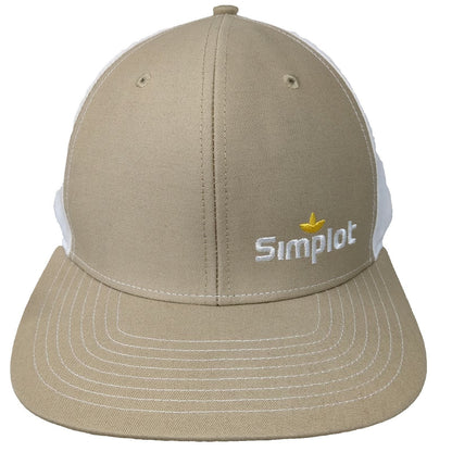 Richardson Snapback Hat Beige White OSFM Simplot TriCal Forage Logo Embroidered