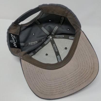 Zephyr Snapback Hat Gray One Size Adjustable Embroidered 6 Panel Blank Polyester