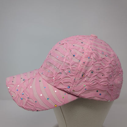 Unbranded Strapback Hat Pink One Size Sequin Bling Adjustable 6 Panel