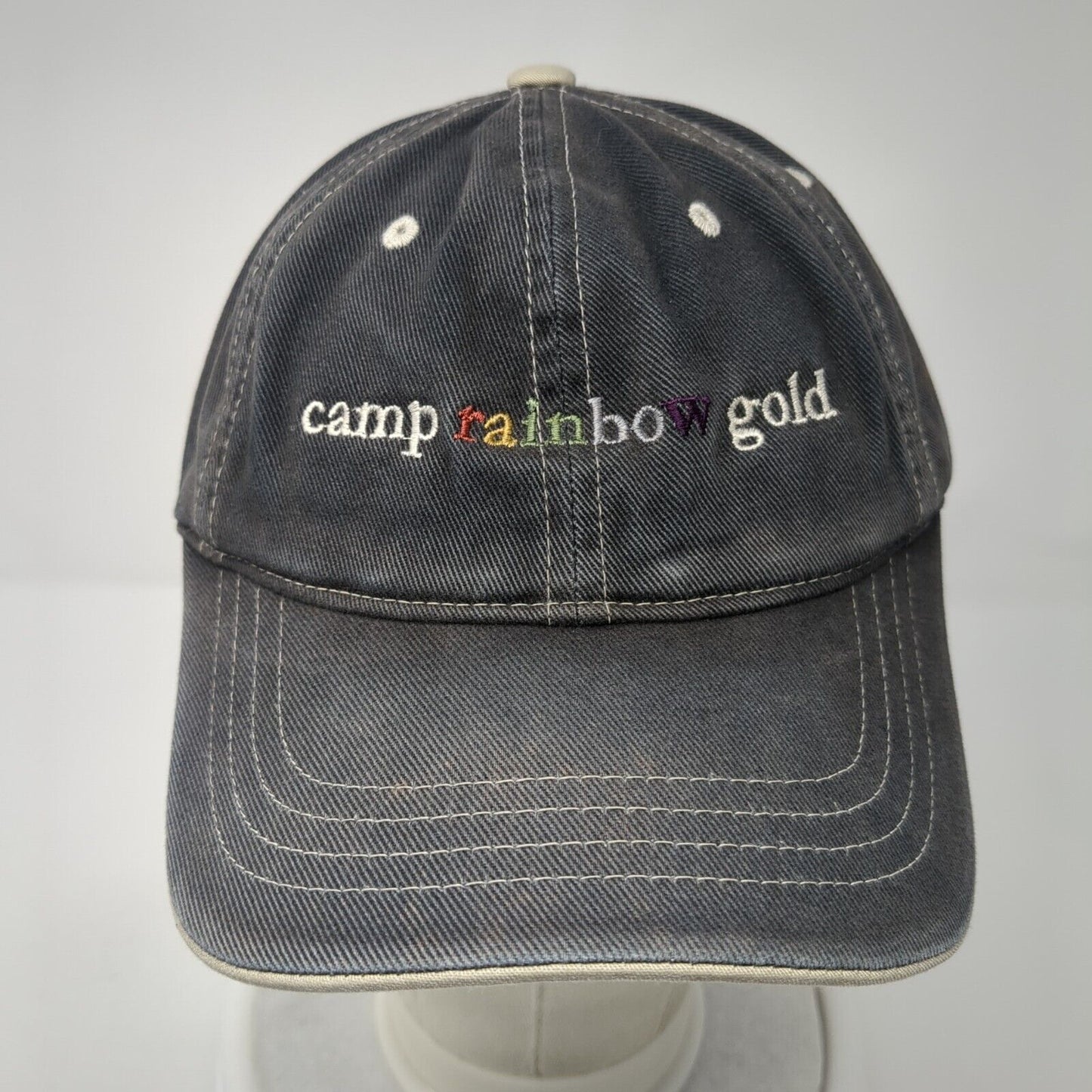 Camp Rainbow Gold Celebrate Life Strapback Hat Blue One Size Adjustable Yupoong