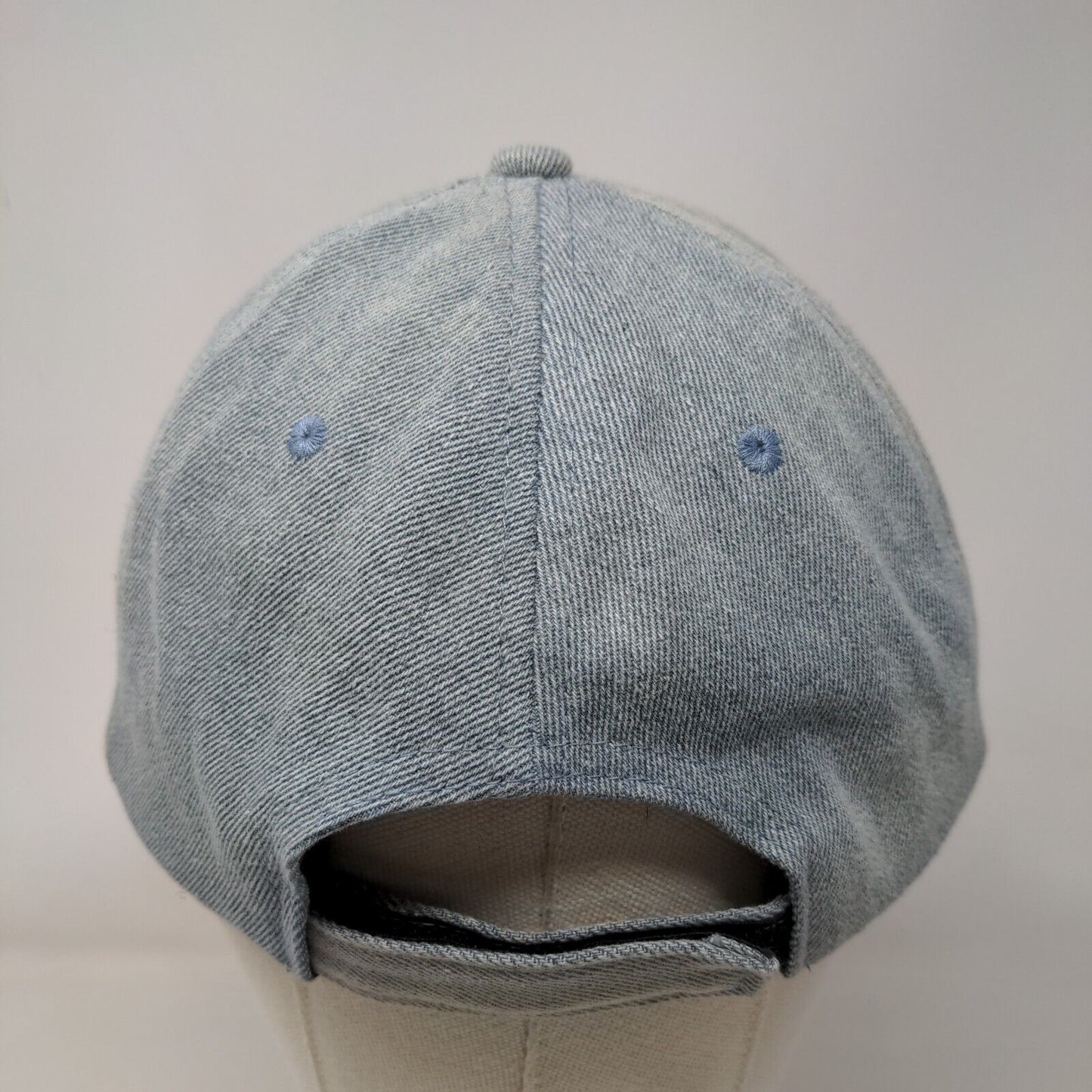 Rainbow Strapback Hat Blue One Size Embroidered Denim Vent Holes