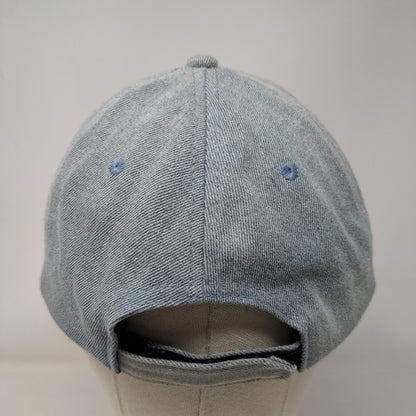 Rainbow Strapback Hat Blue One Size Embroidered Denim Vent Holes