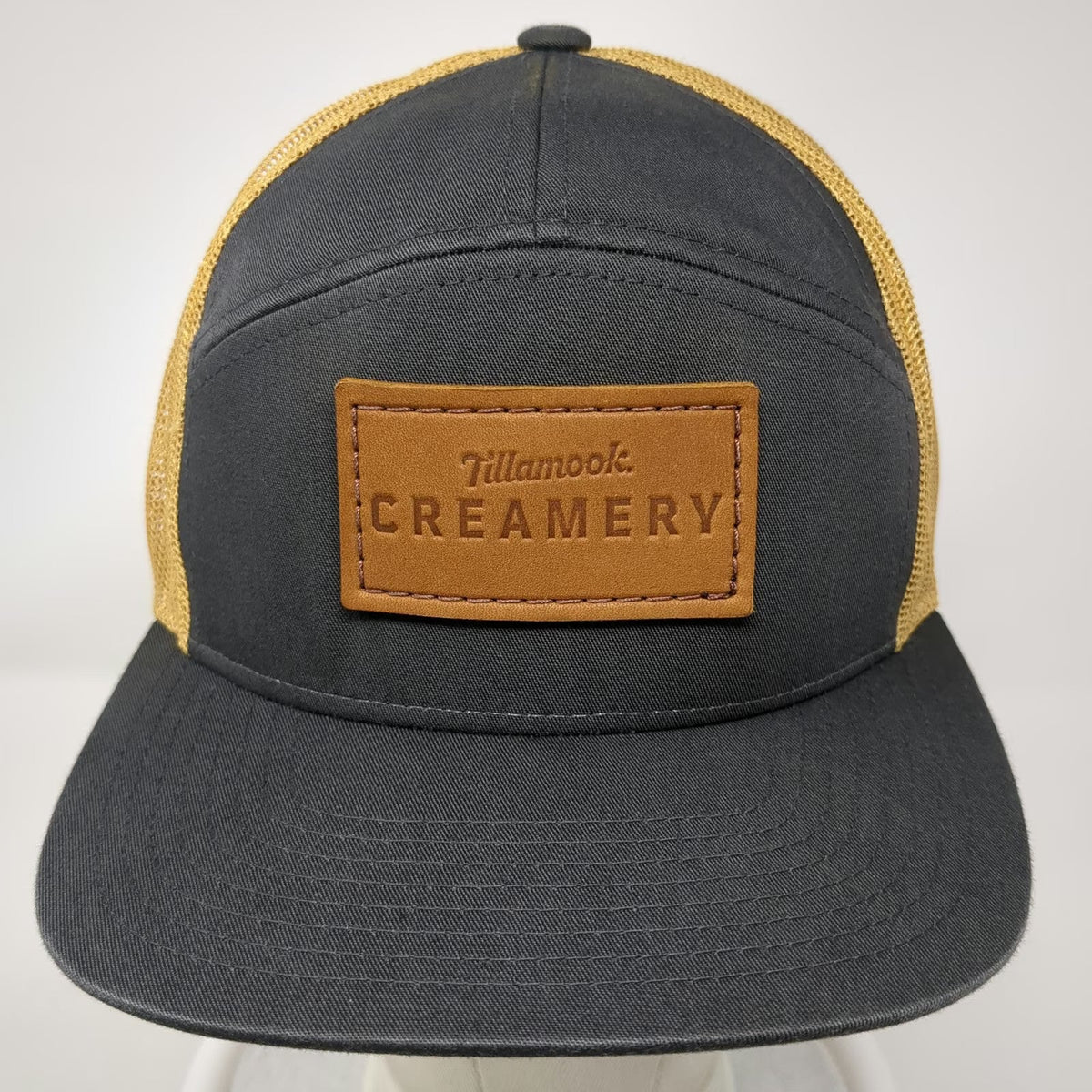 Tillamook Creamery Trucker Hat Black Yellow One Size Leather Patch Snapback