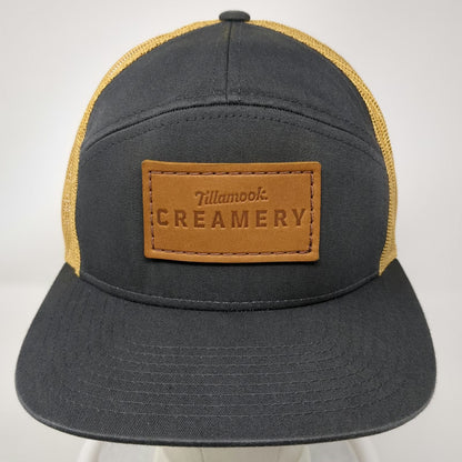 Tillamook Creamery Trucker Hat Black Yellow One Size Leather Patch Snapback