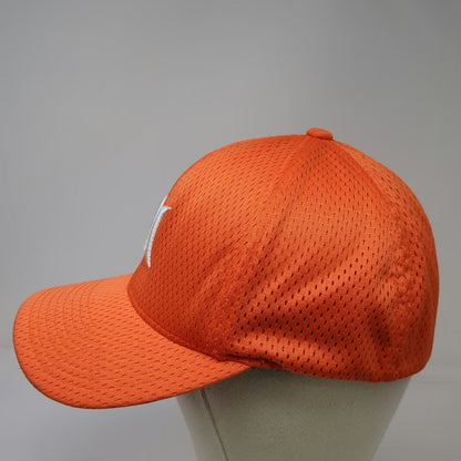 Hurley Baseball Cap Orange XL Flexfit Mesh Textured Embroidered Logo Sport Hat