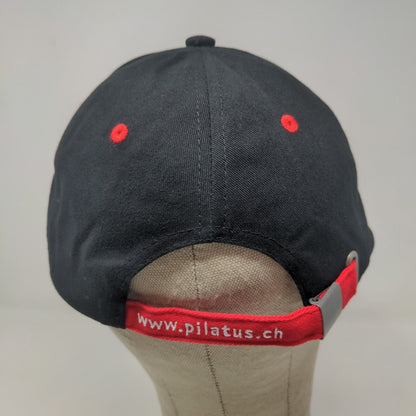 Pilatus Luzern Men's Slideback Hat Black Embroidered Logo 100% Cotton