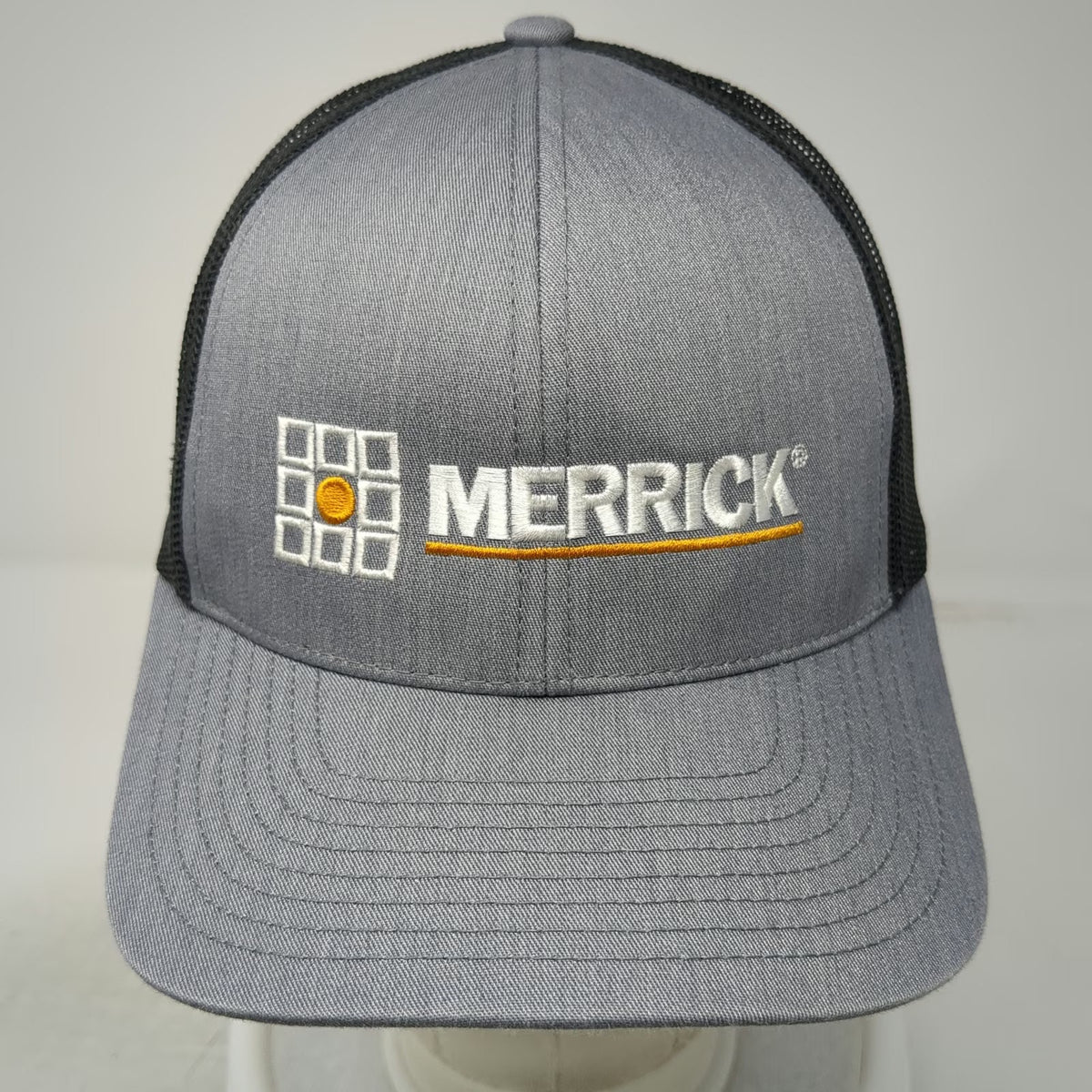 Pacific Headwear Trucker Hat Gray One Size Merrick Logo Mesh Snapback 104C Cap