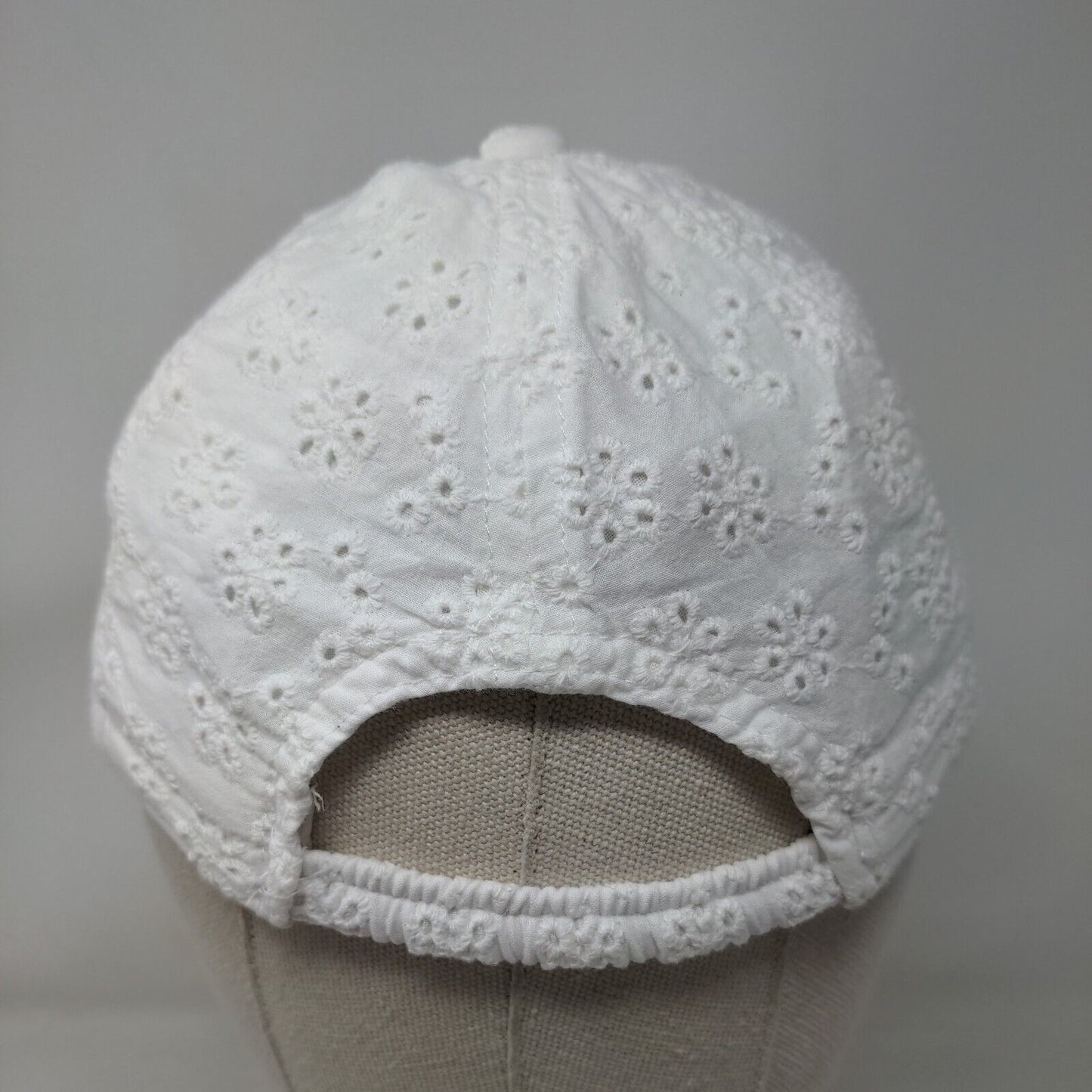 Gap Kids Stretch Strapback Hat White Small/Medium Eyelet Lined
