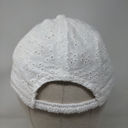 Gap Kids Stretch Strapback Hat White Small/Medium Eyelet Lined