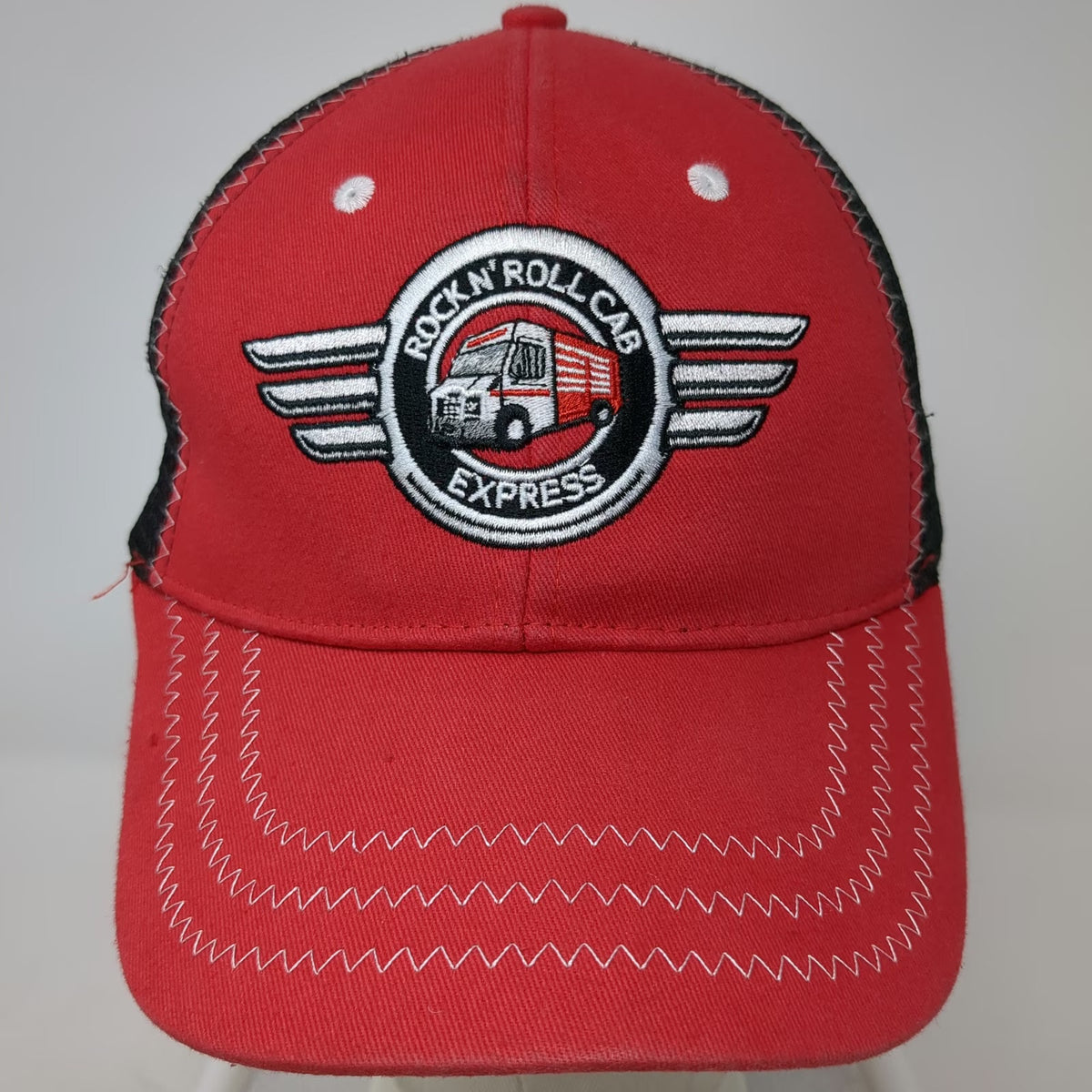 Snap-on Rock N' Roll Cab Express Hat Red Baseball Cap One Size Mesh Stitching