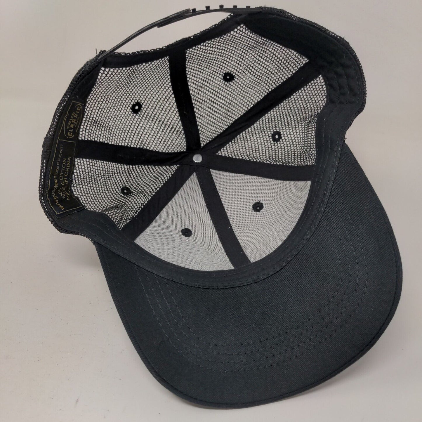 True Classic Snapback Mesh Back Trucker Hat Black One Size Embroidered