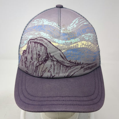 Patagonia Trucker Hat Purple One Size Half Dome Mountain Graphic Mesh Snapback