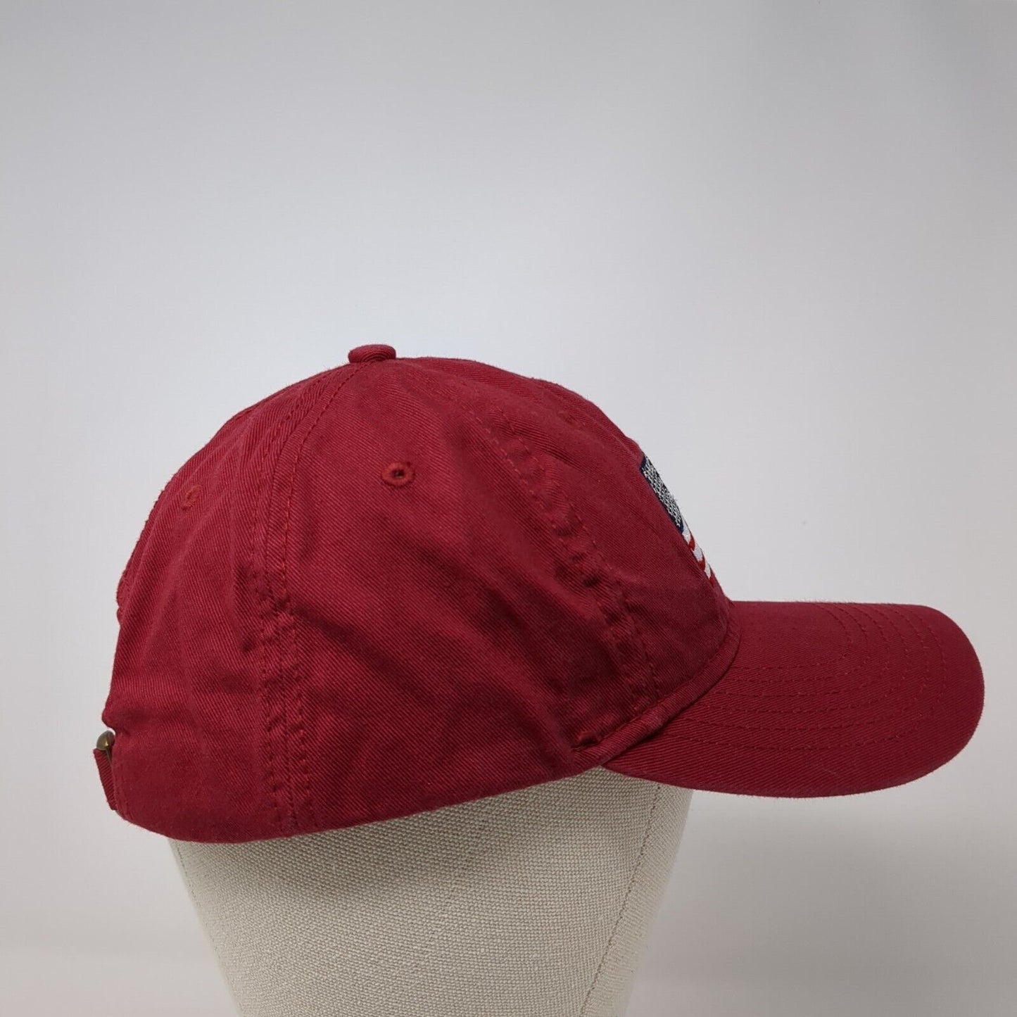 American Flag Slideback Hat Red One Size Adjustable Embroidered Patriotic Cotton