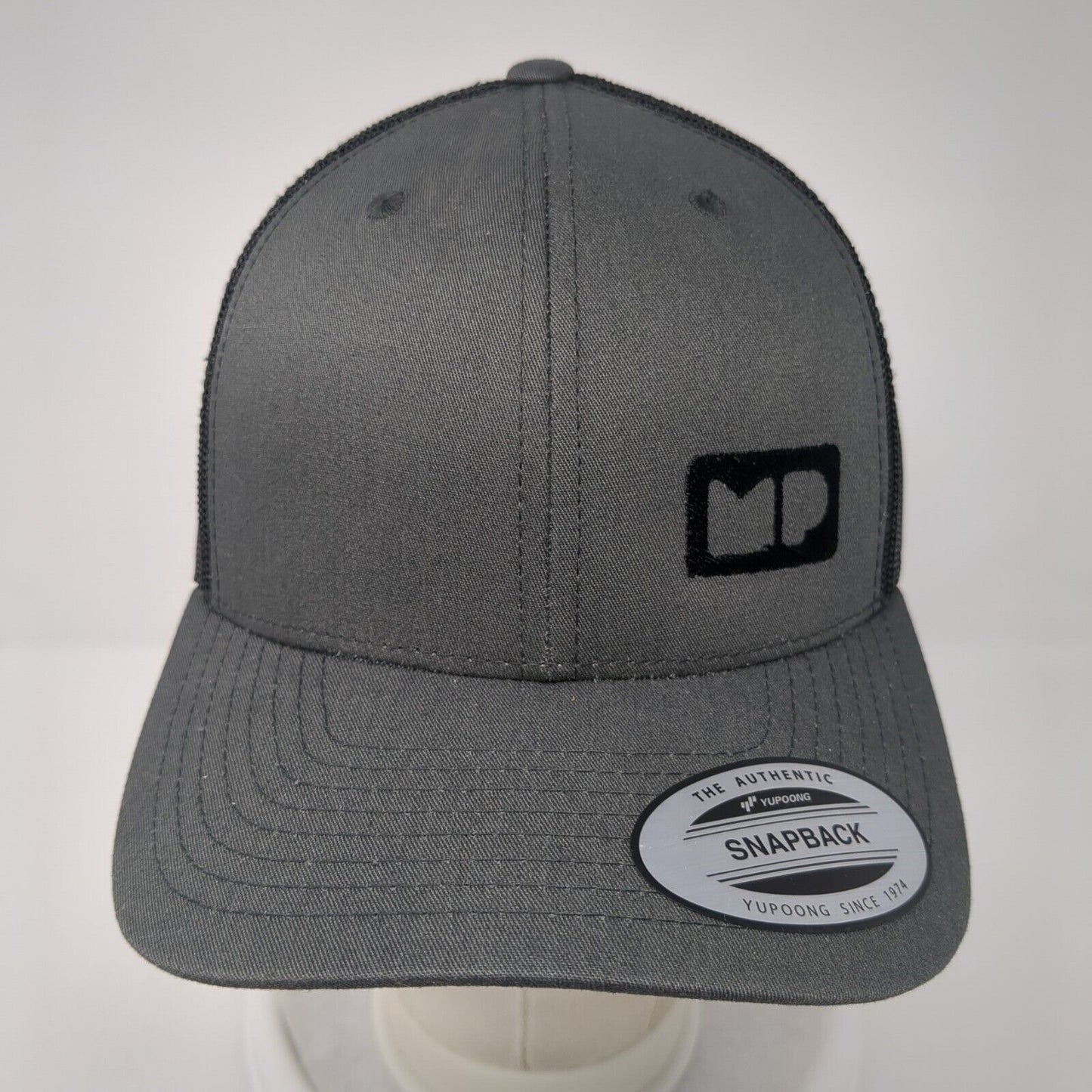 The Classics Yupoong Snapback Mesh Back Trucker Hat Gray One Size Logo