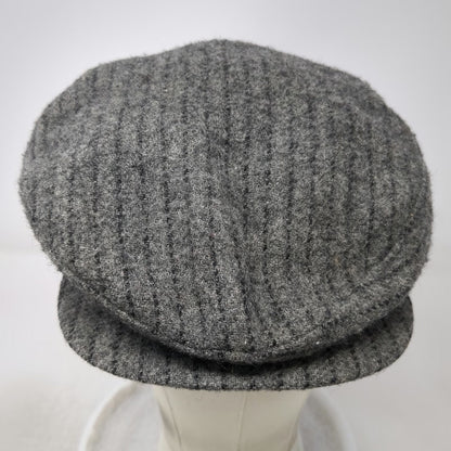 Dobbs Newsboy Cap Gray XL Wool Pinstripe Made in USA Satin Lining Pattern Hat